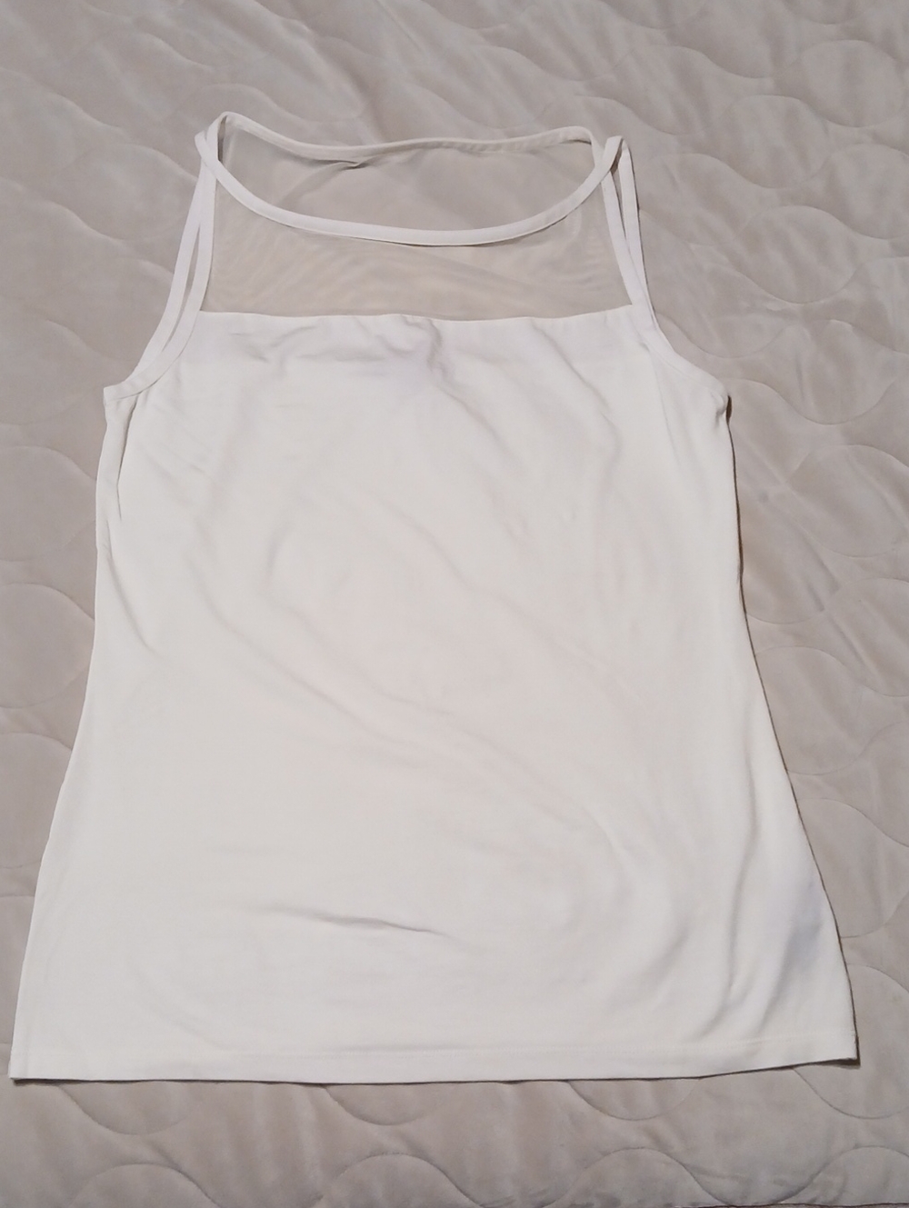 Lauren Ralph Lauren Soft Cream Mesh-Yoke Camisole Tank TopSize: Medium (M)